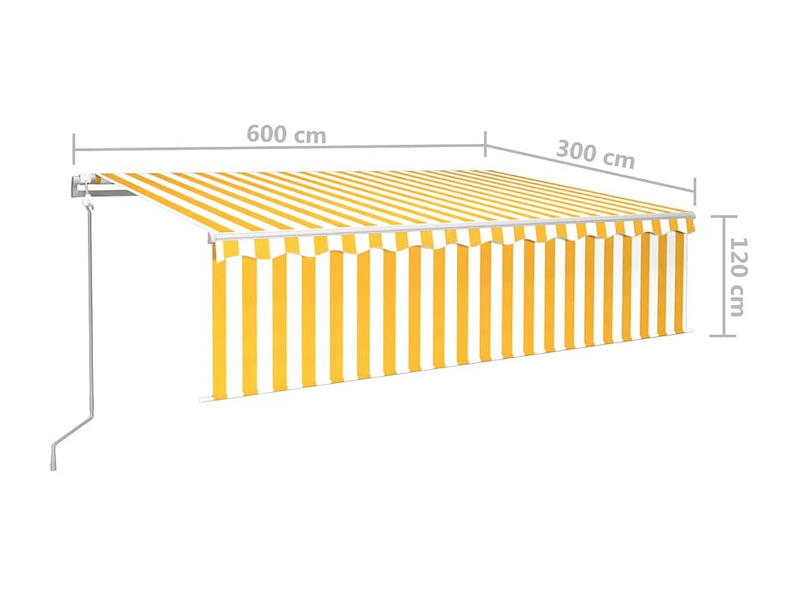 Auvent automatique rétractable avec store 6x3 Jaune et blanc