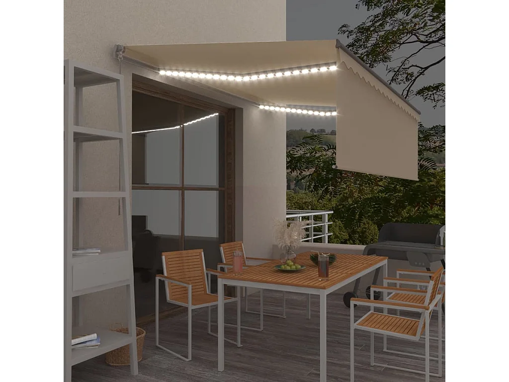 Toldo retrátil com persiana e LED 4,5x3 Creme