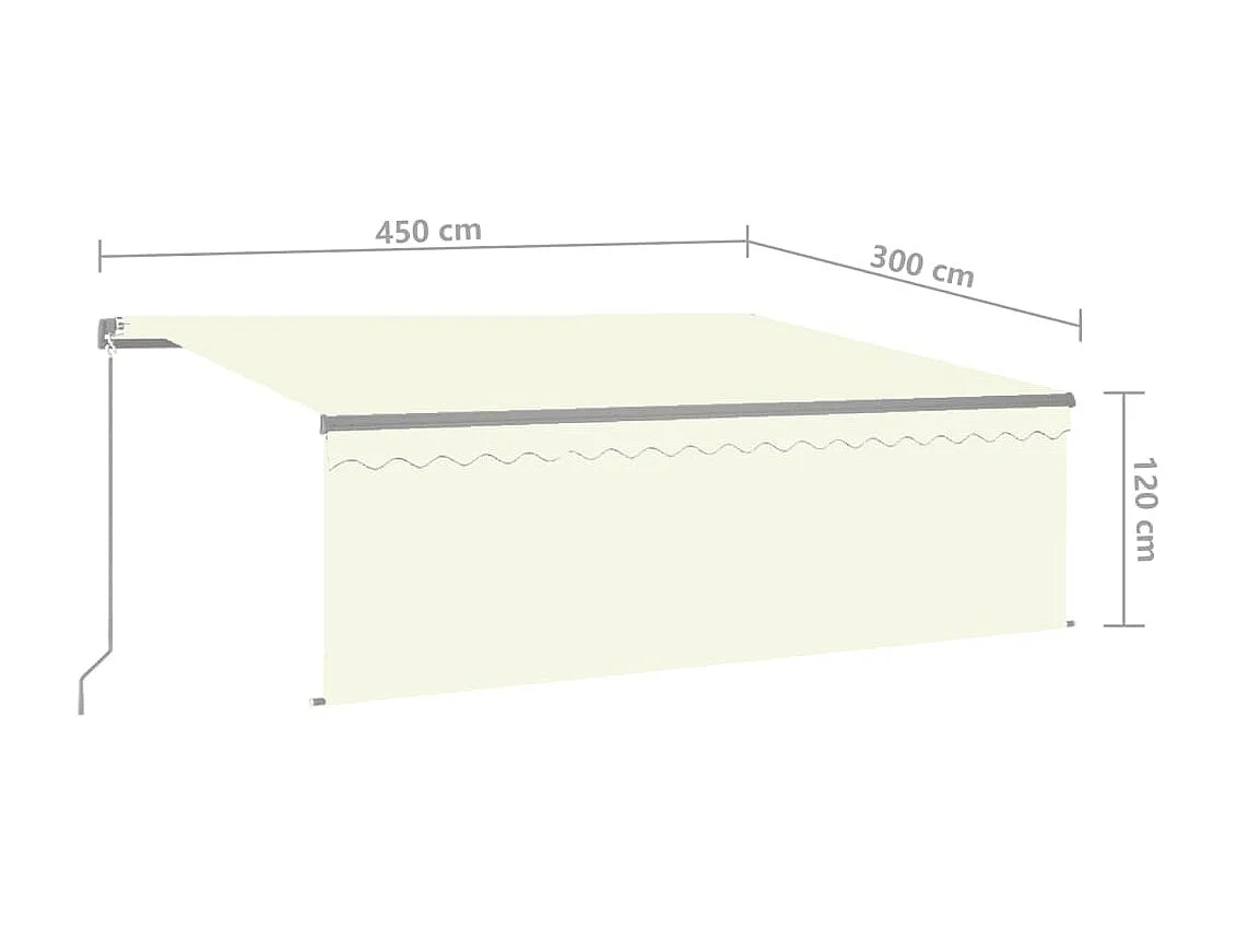 Toldo retrátil com persiana e LED 4,5x3 Creme