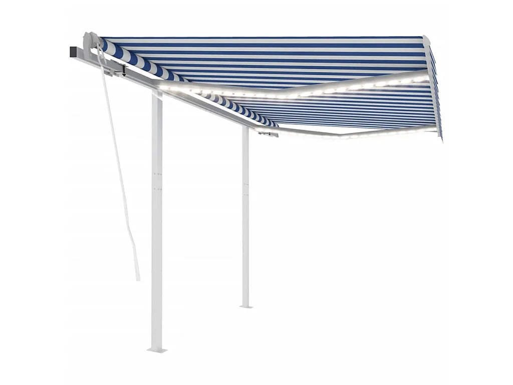 Auvent automatique capteur de vent LED 3,5x2,5 Bleu et blanc