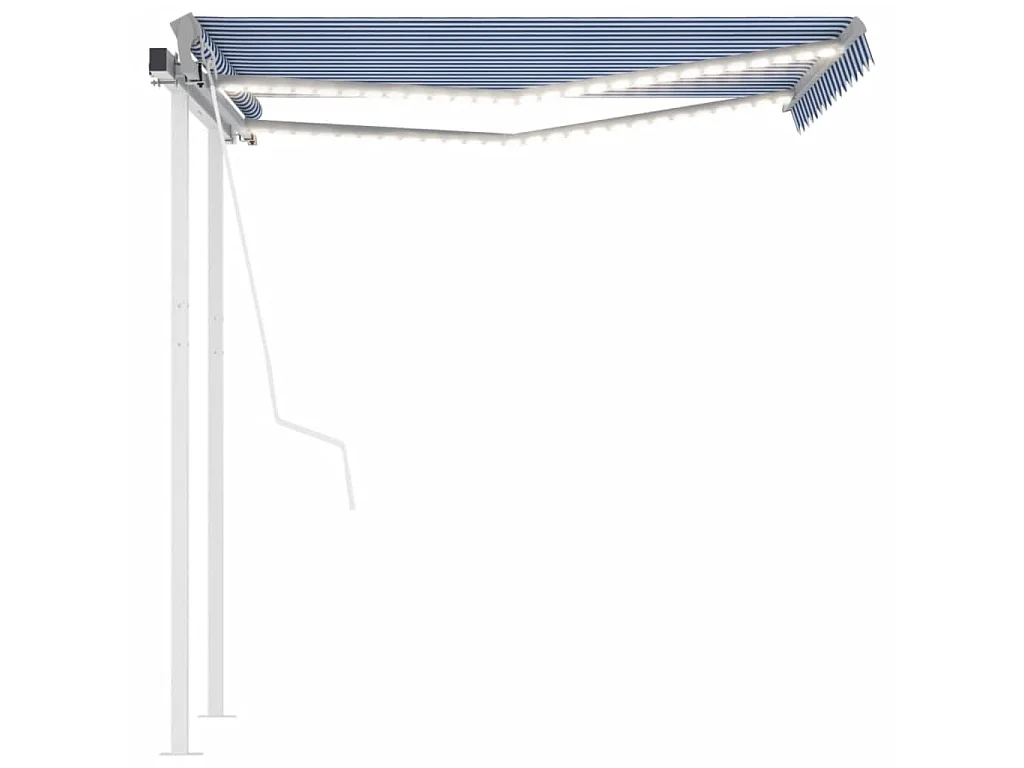 Auvent automatique capteur de vent LED 3,5x2,5 Bleu et blanc