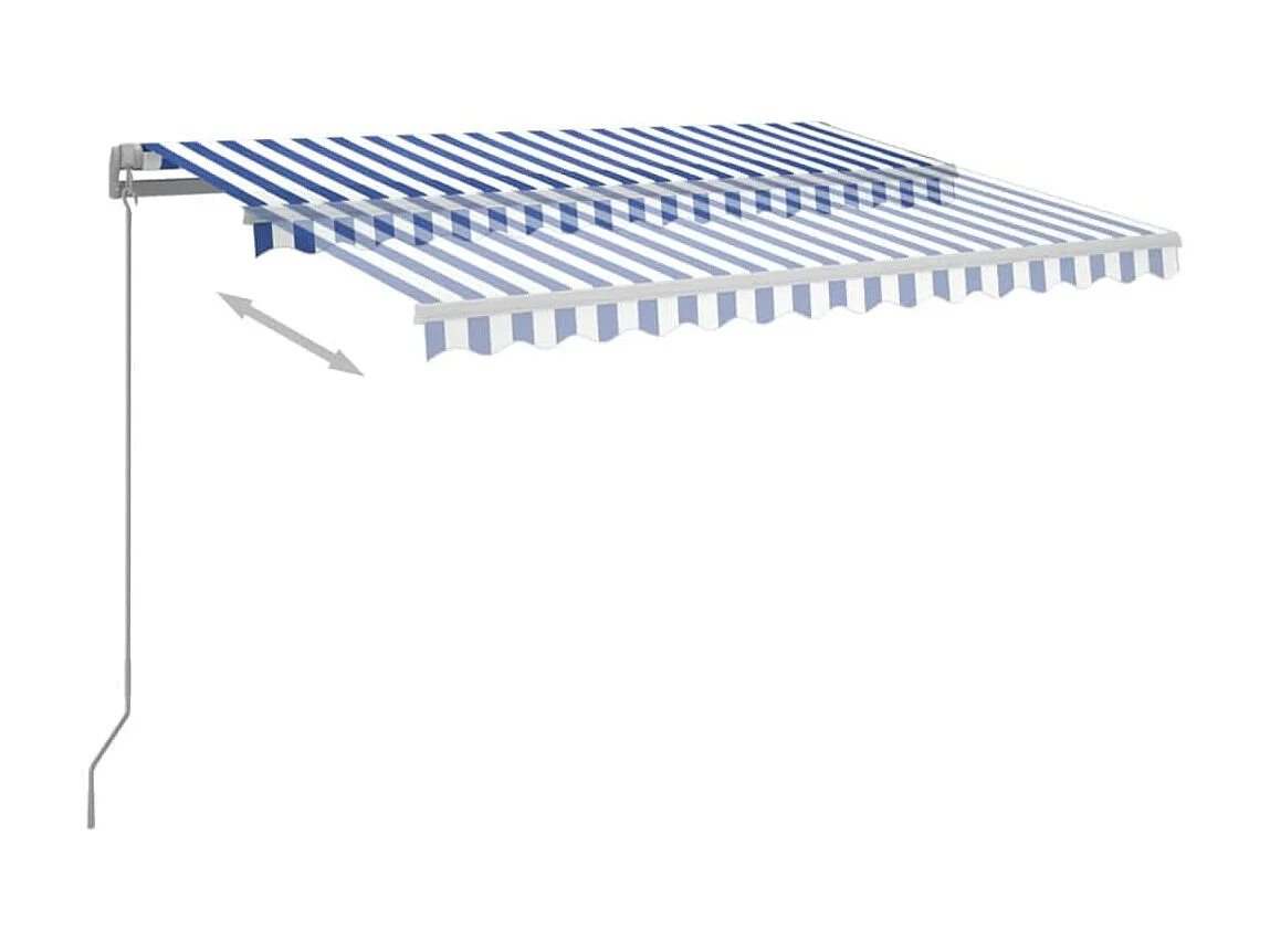 Auvent automatique capteur de vent LED 3,5x2,5 Bleu et blanc