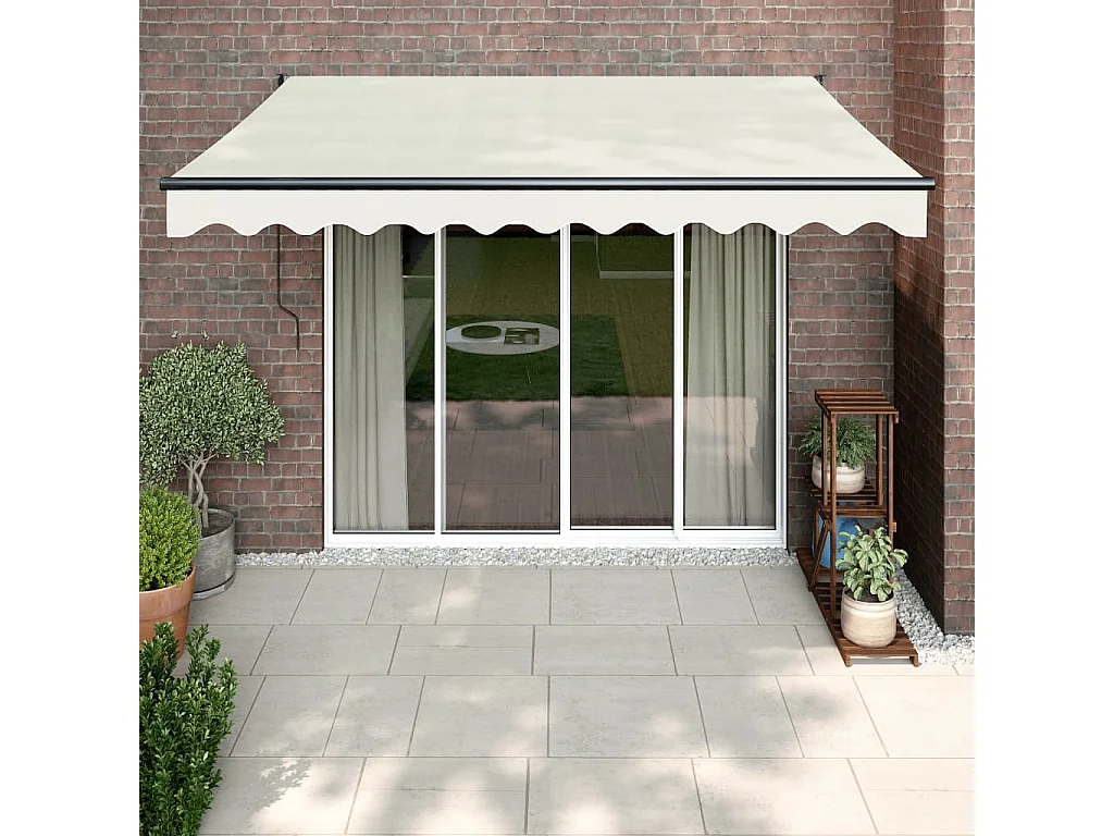 Auvent rétractable crème 3,5x2,5 tissu et aluminium