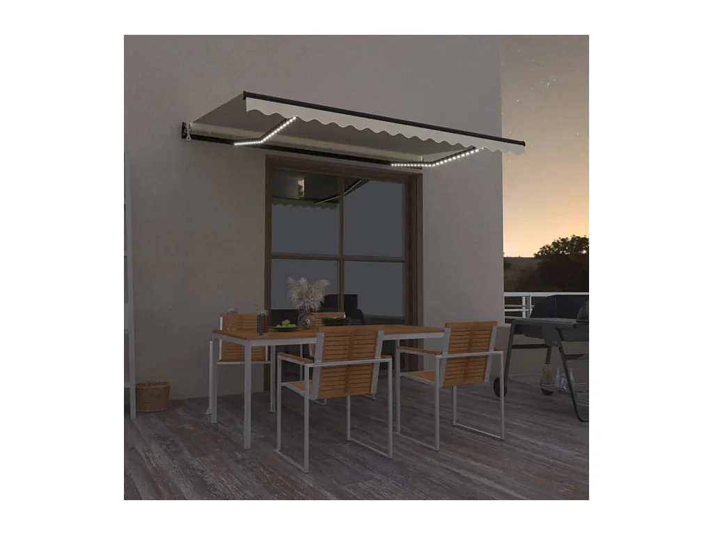 Auvent automatique avec capteur de vent et LED 450x350 Crème