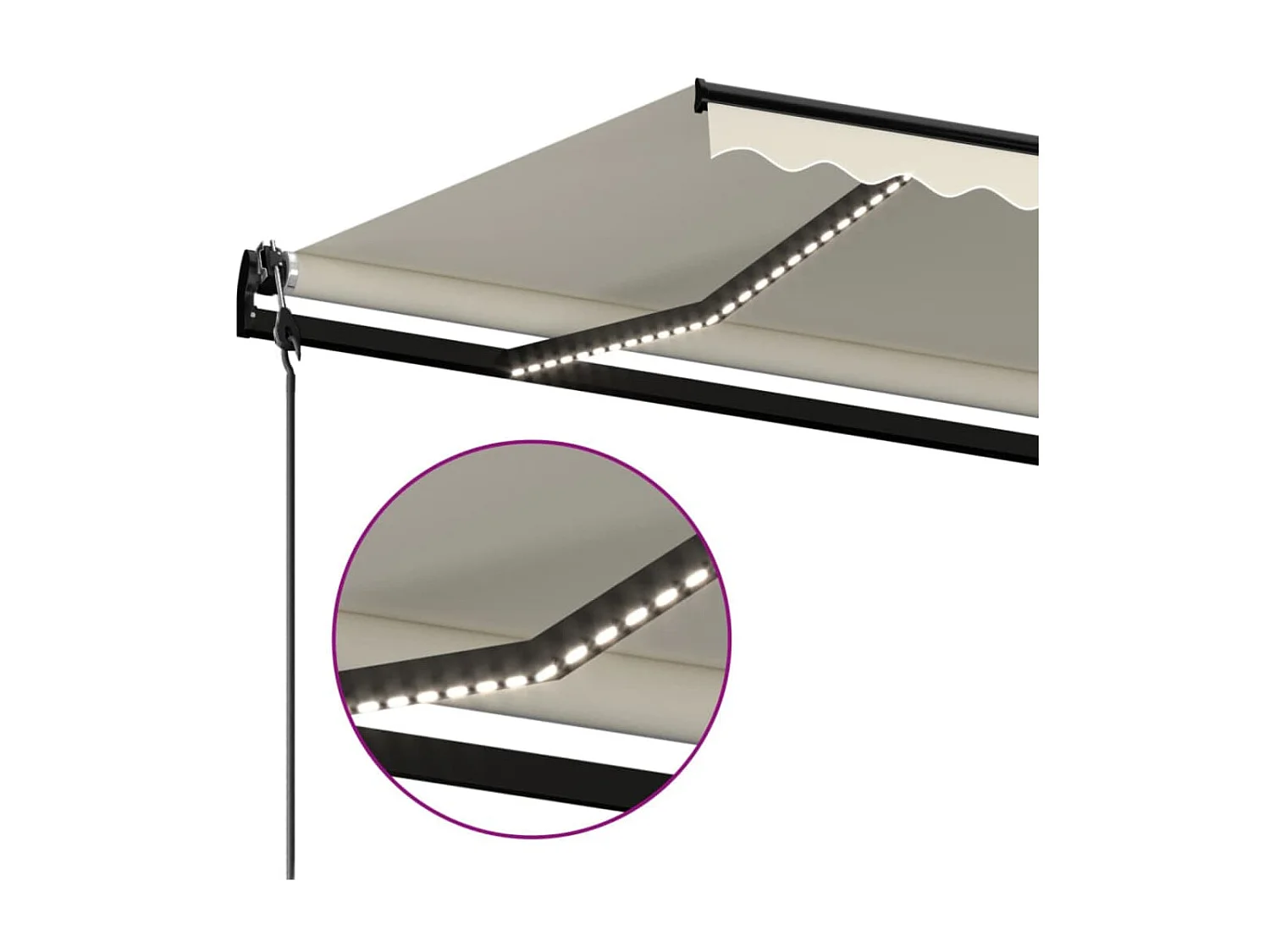 Auvent automatique avec capteur de vent et LED 450x350 Crème