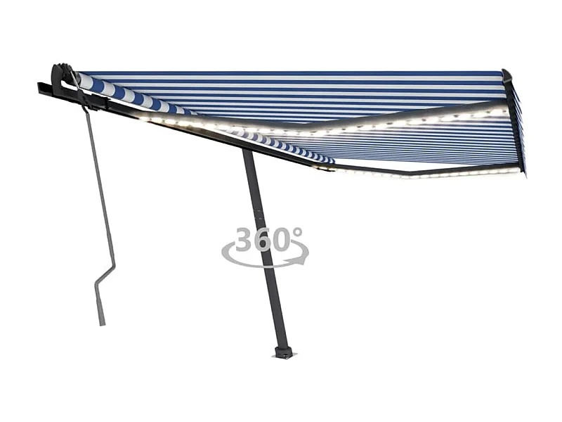 Auventanuel rétractable avec LED 400x350 Bleu et blanc