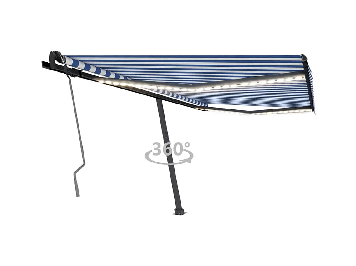 Einziehbare Markise mit LED 400x350 Blau und Weiß