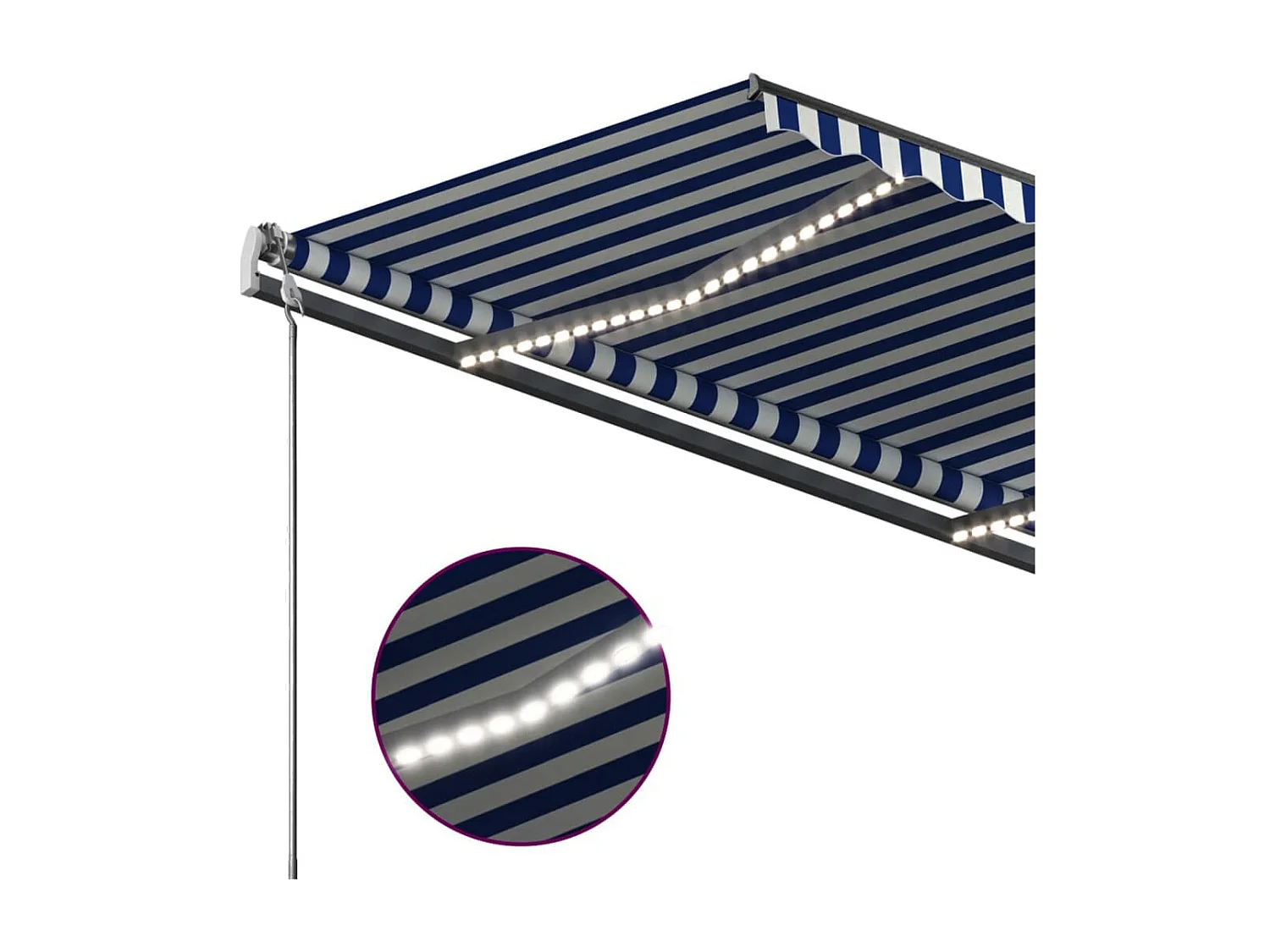 Auventanuel rétractable avec LED 400x350 Bleu et blanc