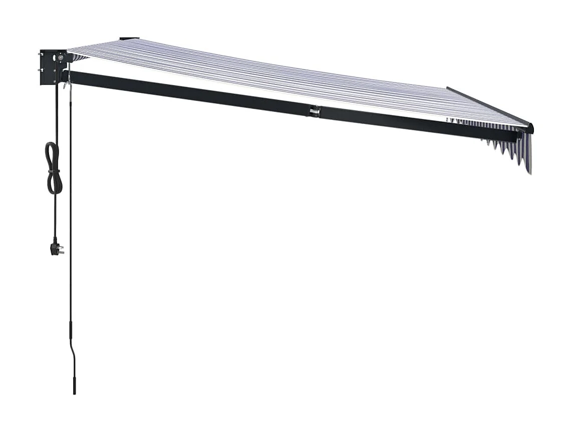 Toldo retrátil automático azul e branco 3,5x2,5