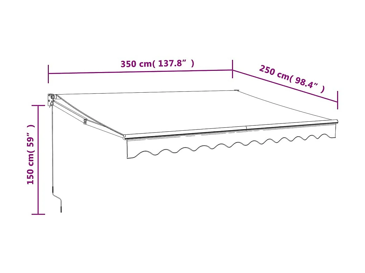 Toldo retrátil automático azul e branco 3,5x2,5