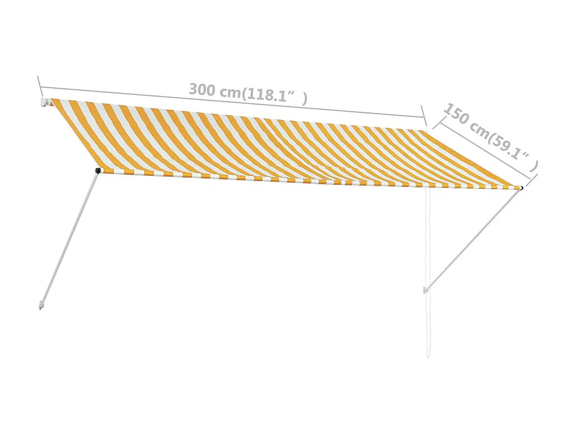 Auvent rétractable 300x150 Jaune et blanc