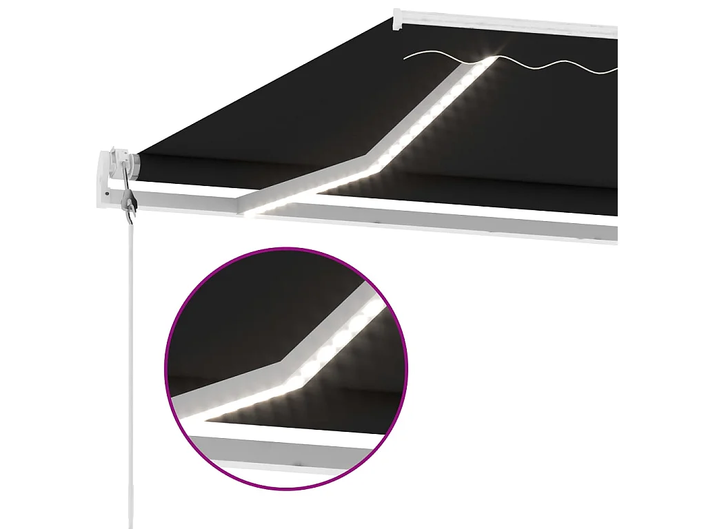 Auvent automatique et capteur de vent/LED 450x300 Anthracite