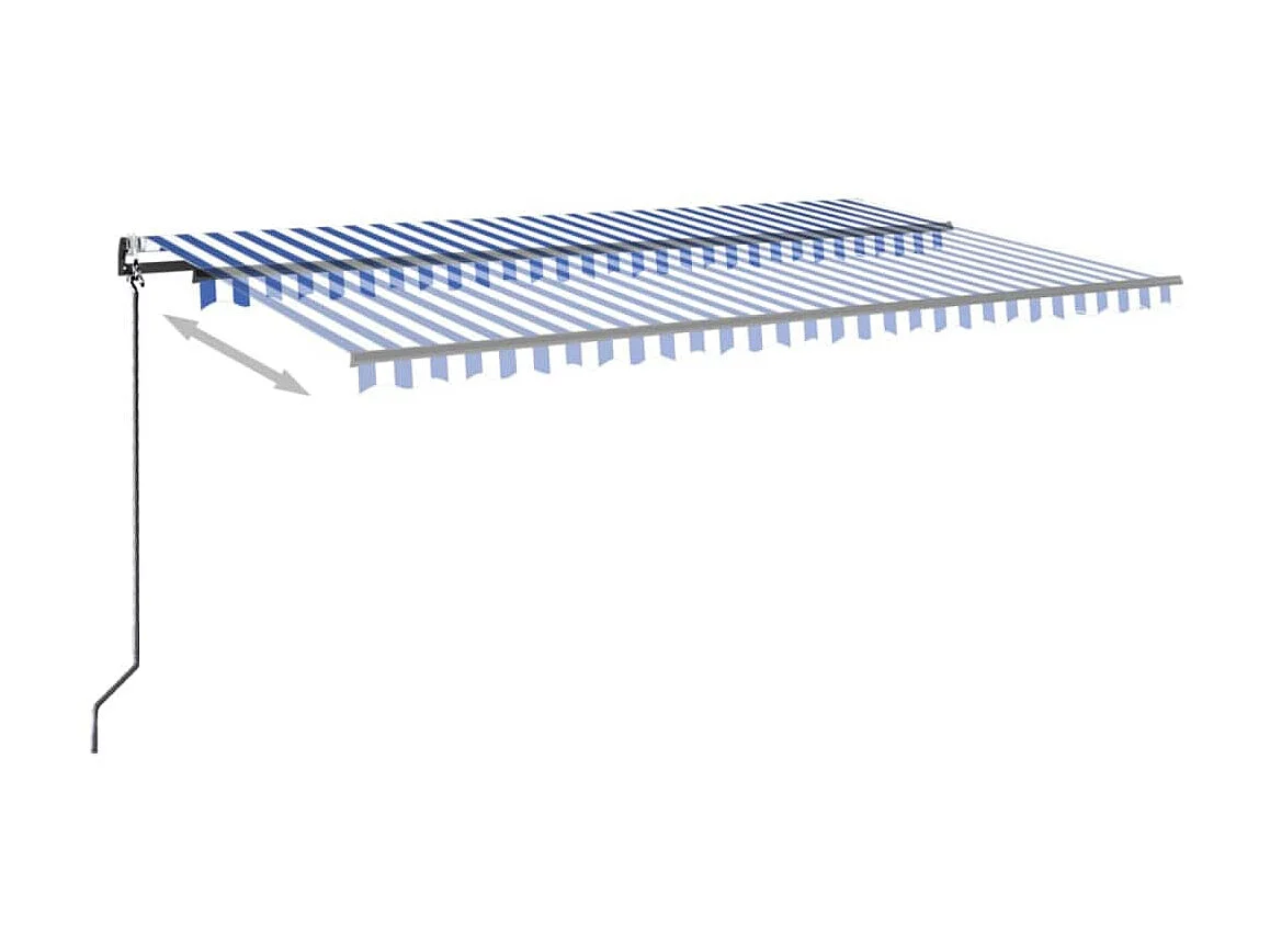 Auvent automatique capteur de vent/LED 500x300 Bleu et blanc