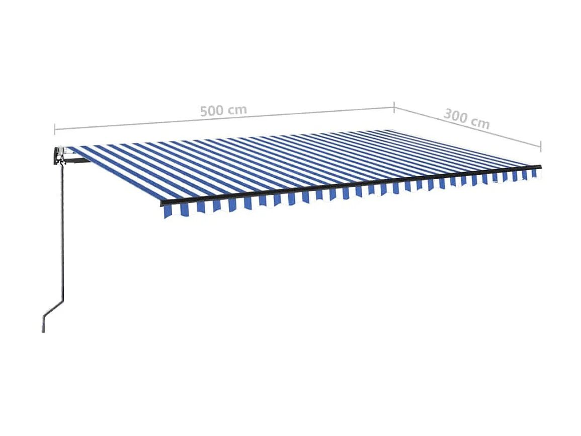 Auvent automatique capteur de vent/LED 500x300 Bleu et blanc