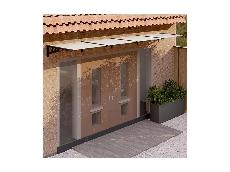 Toldo de porta Policarbonato 396x90 preto e transparente