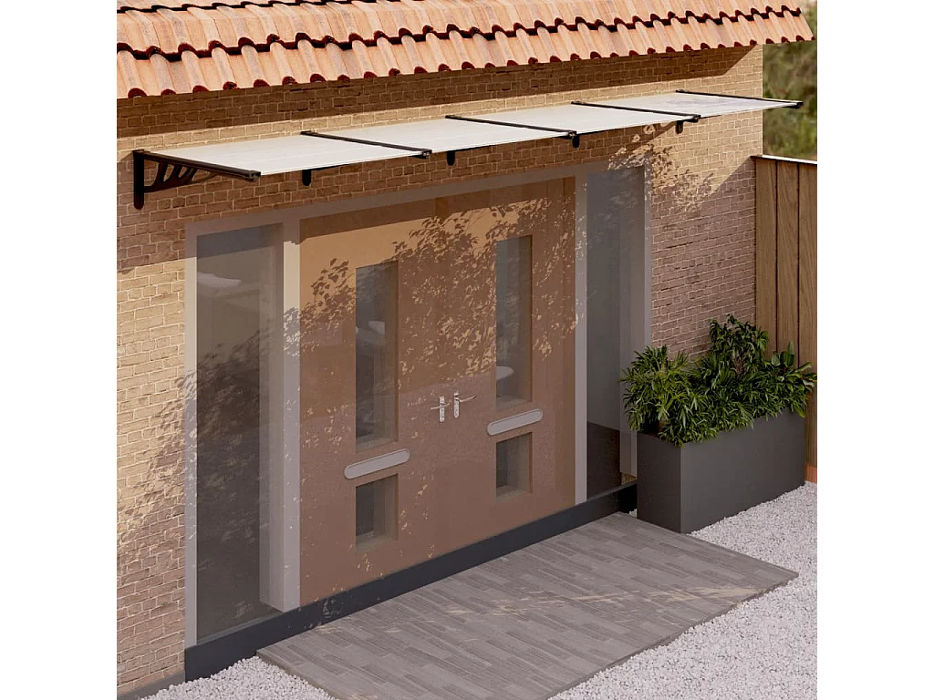 Deurluifel Zwart en transparant 396x90 Polycarbonaat