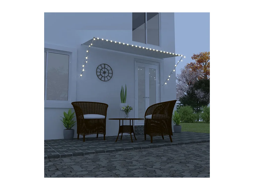 Uitschuifbaar zonnescherm met LED 300x150 Crème