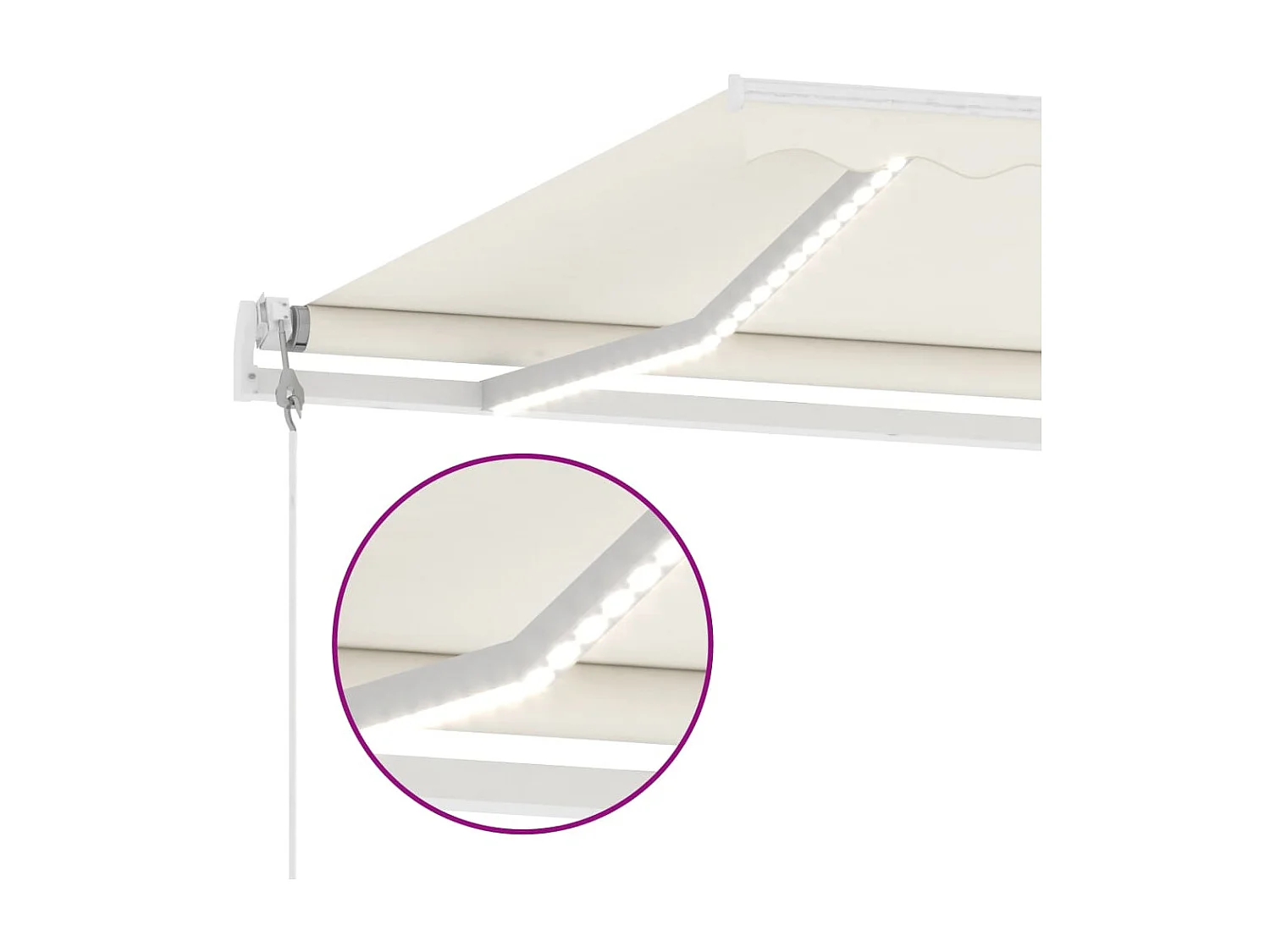 Auvent automatique avec capteur de vent et LED 500x350 Crème