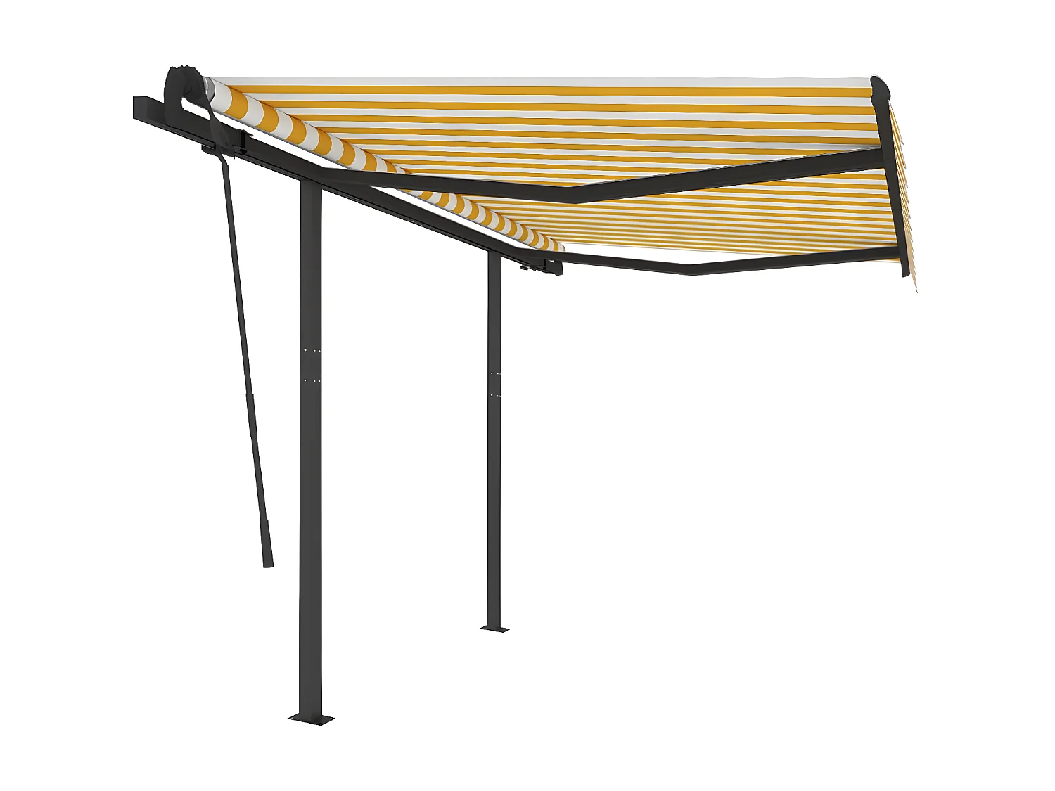 Toldo retráctil automático y postes 3,5x2,5 Amarillo blanco