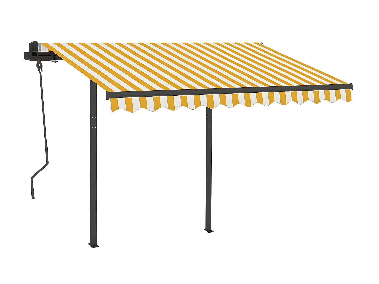 Toldo retráctil automático y postes 3,5x2,5 Amarillo blanco