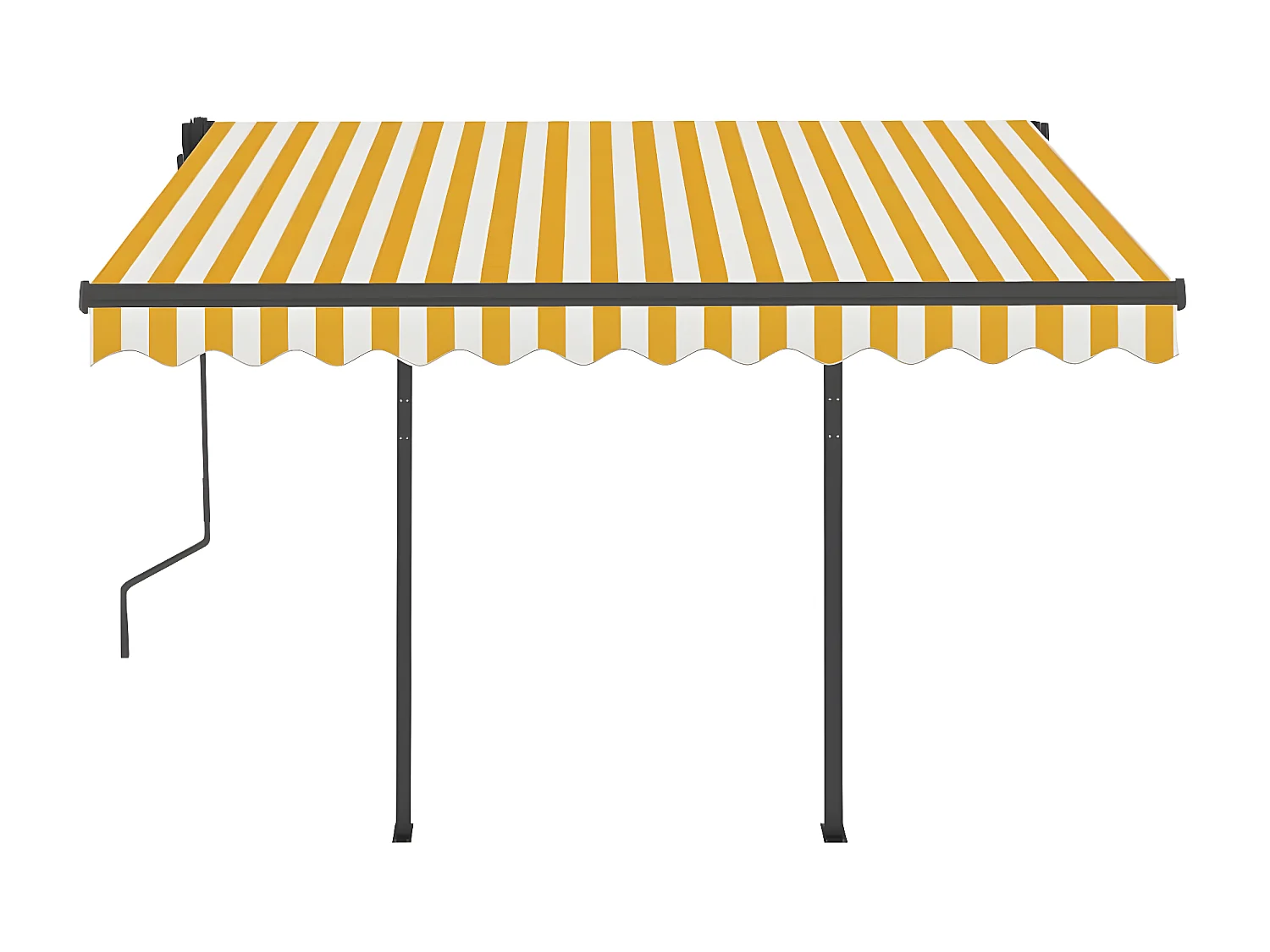 Toldo retráctil automático y postes 3,5x2,5 Amarillo blanco