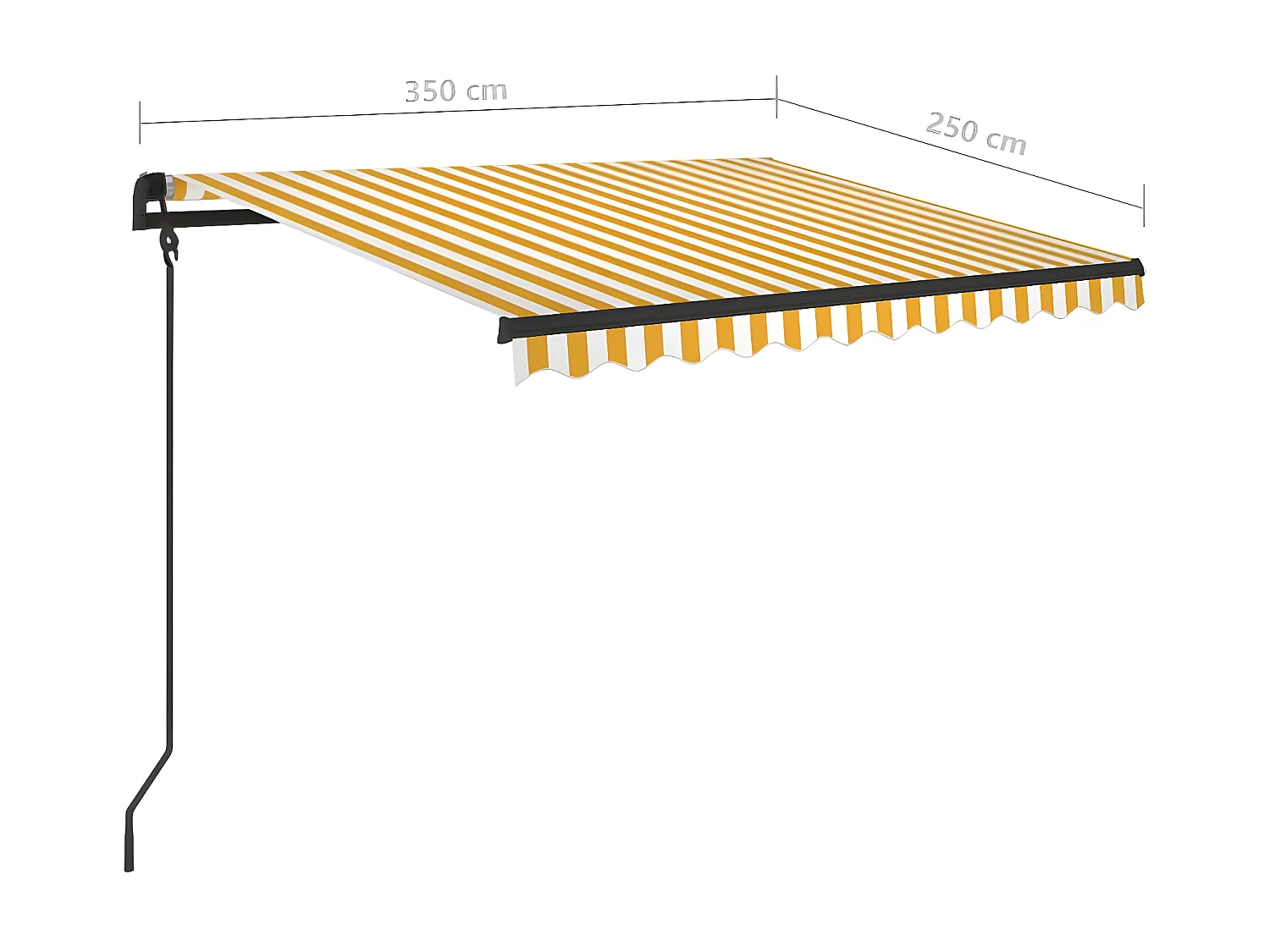 Toldo retráctil automático y postes 3,5x2,5 Amarillo blanco
