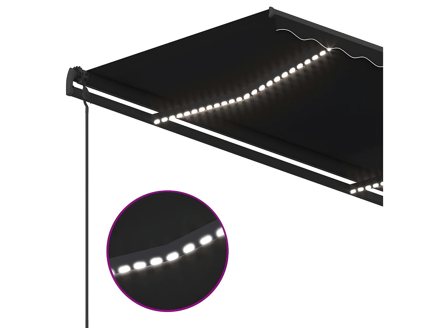 Toldo automático e sensor de vento LED 4,5x3,5 Antracite
