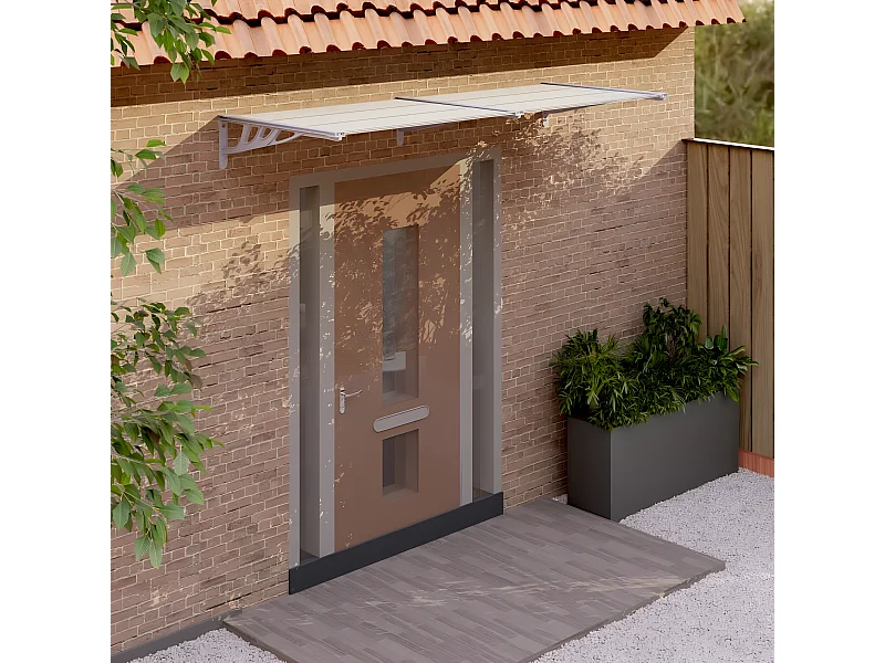 Toldo para puerta Gris y transparente 239x90 Policarbonato