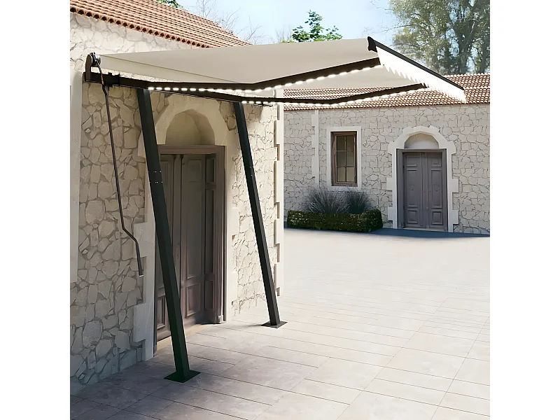 Toldo Retráctil con LED 3x2,5 Crema