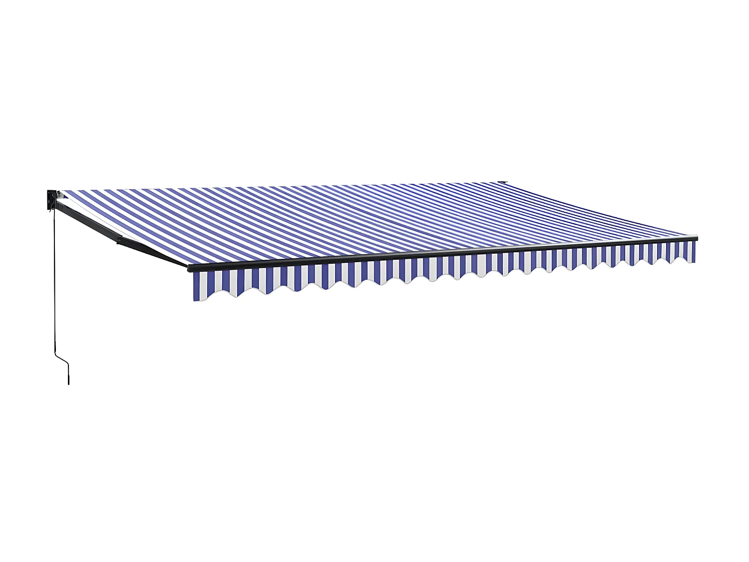 Auvent rétractable bleu et blanc 5x3 tissu et aluminium