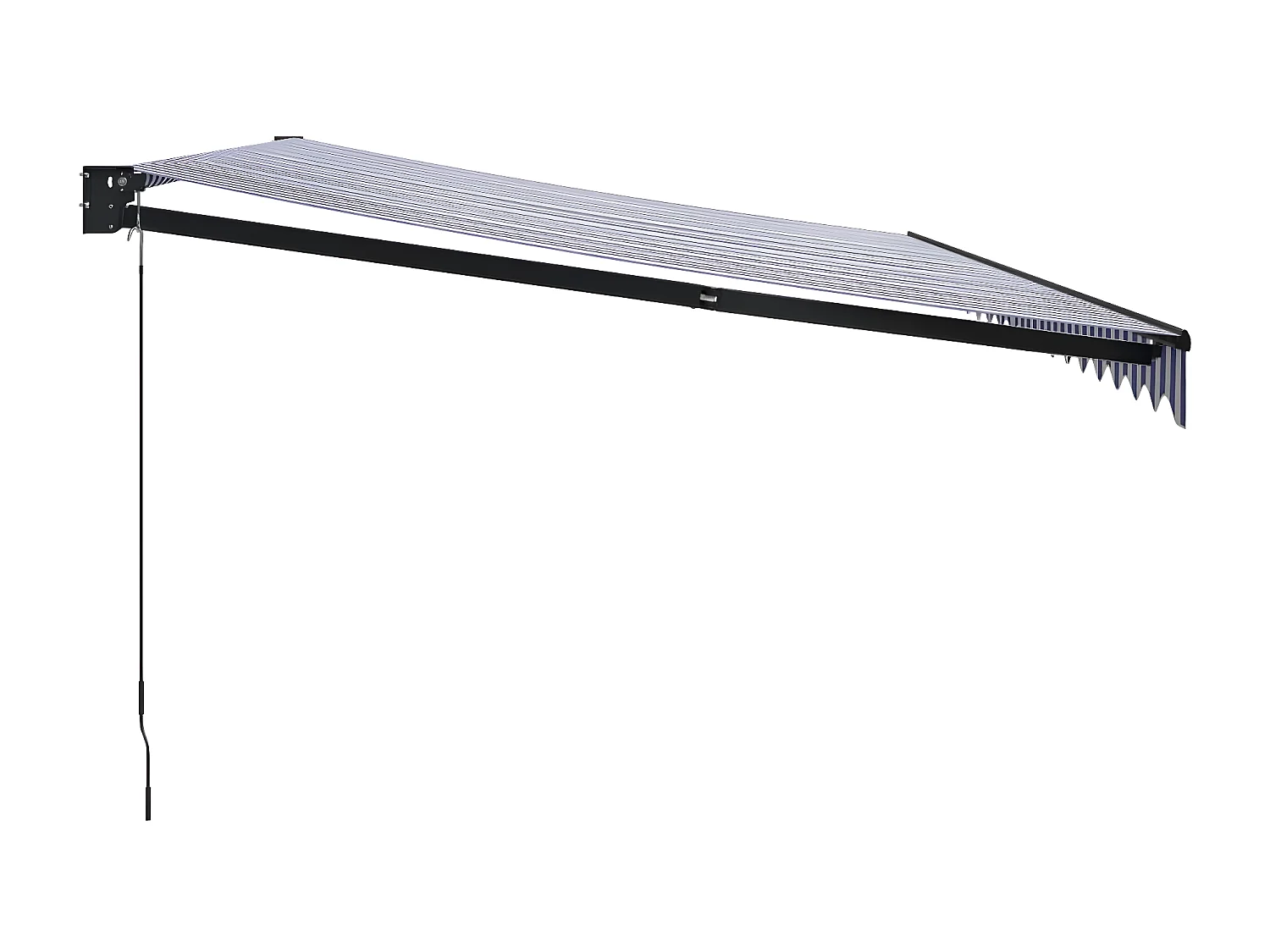 Blau-weiße einziehbare Markise aus 5x3 Stoff und Aluminium