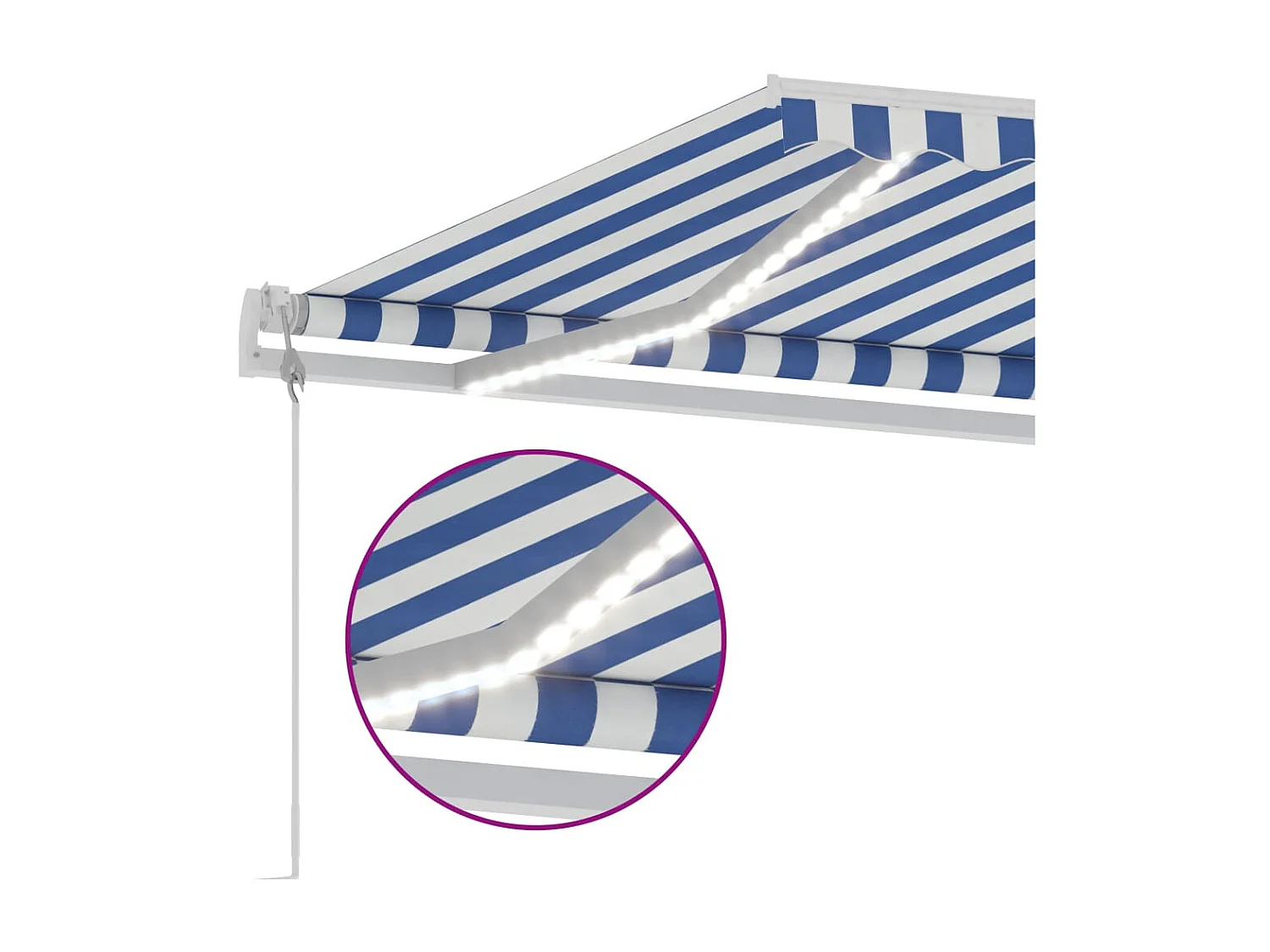 Auvent automatique capteur de vent LED 450x350 Bleu et blanc