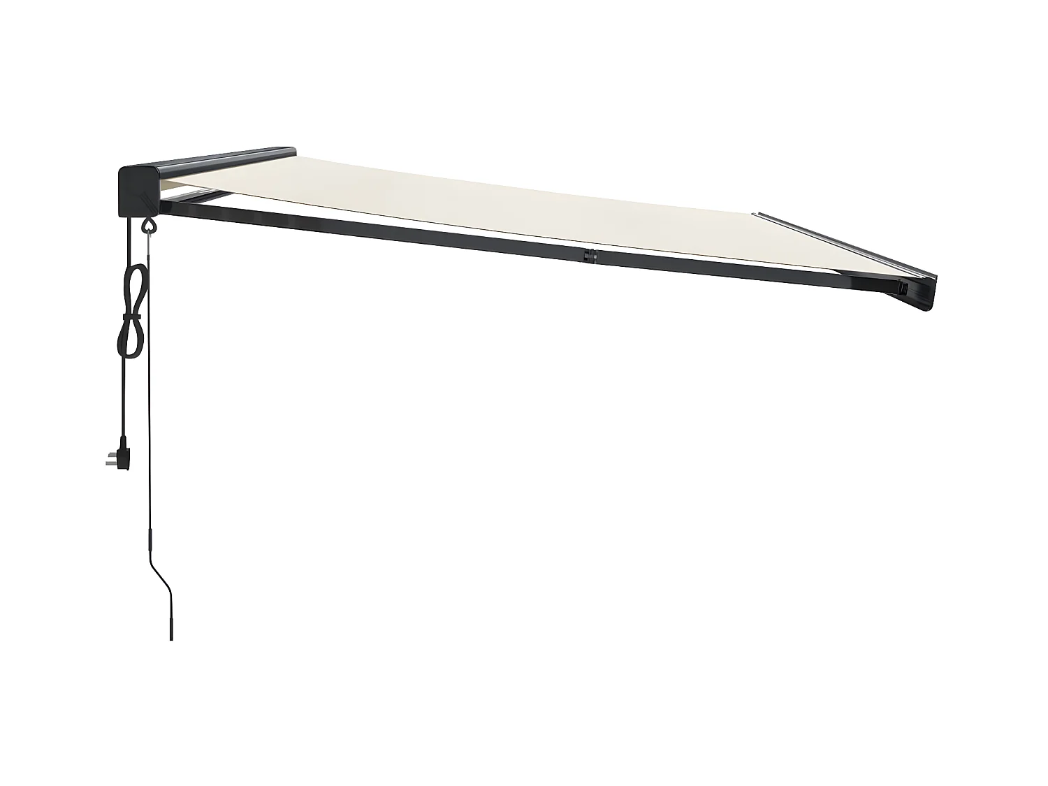 Cremefarbene einziehbare Markise aus 4,5 x 3 Stoff und Aluminium