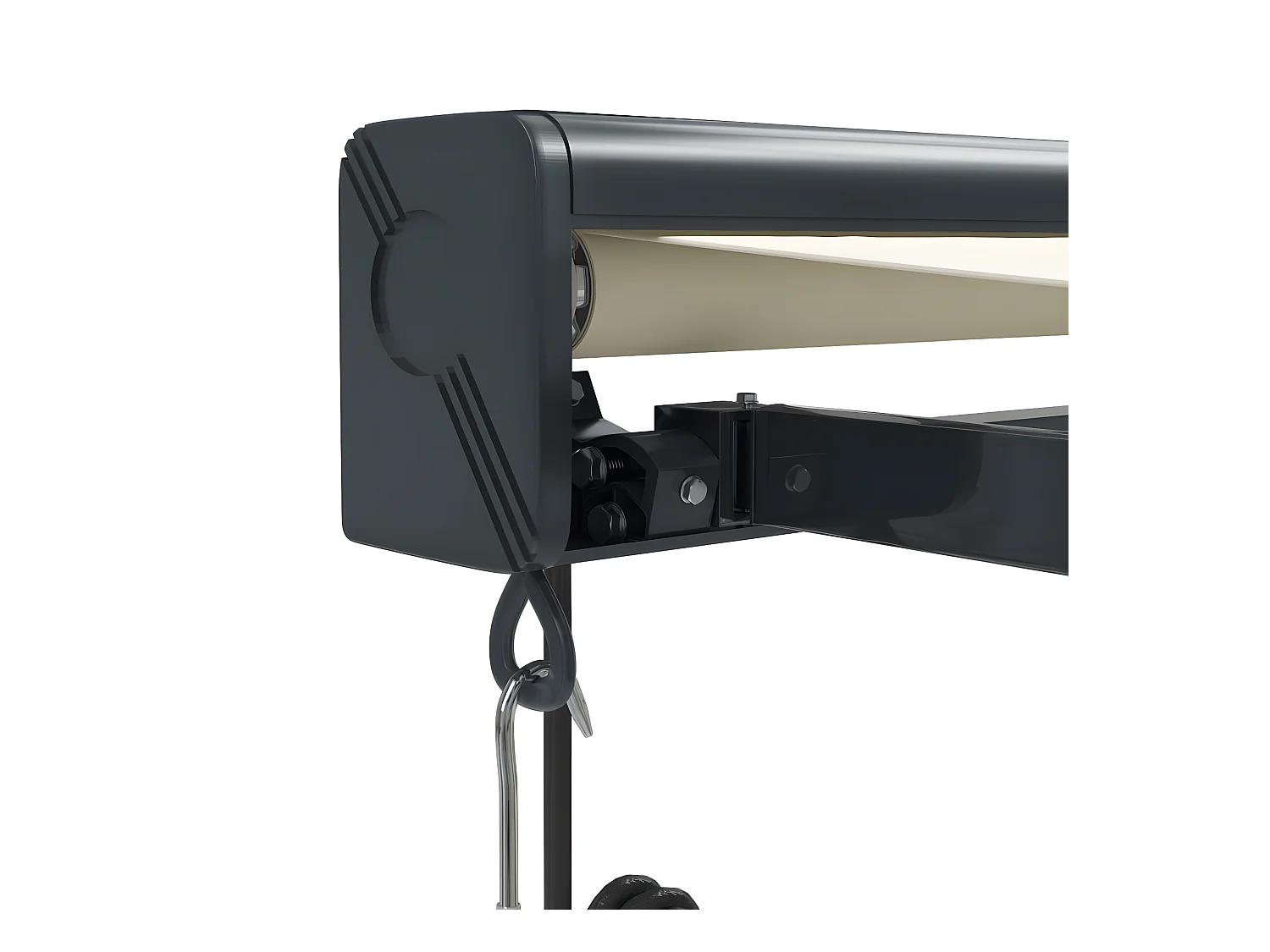 Cremefarbene einziehbare Markise aus 4,5 x 3 Stoff und Aluminium