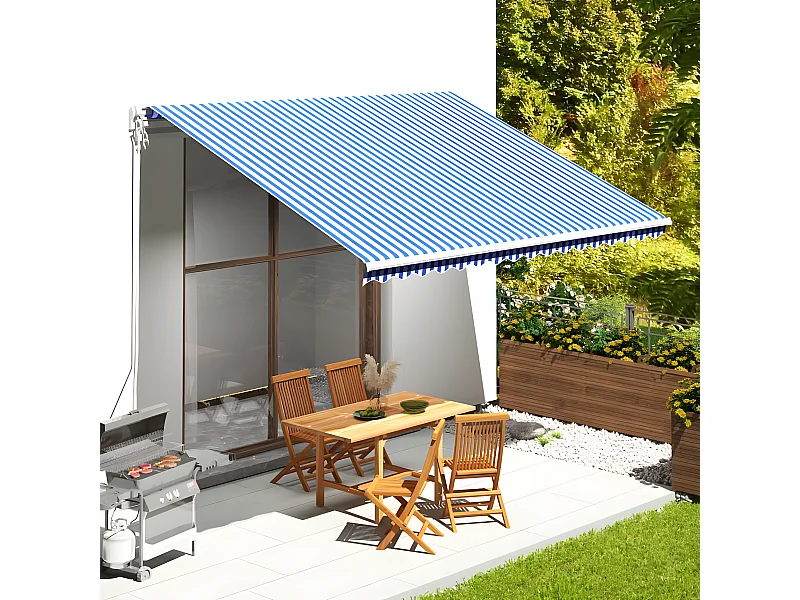 Tissu de remplacement pour auvent Bleu et blanc 4,5x3,5