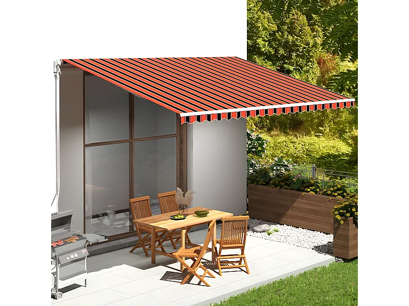 Tissu de remplacement pour auvent Orange etarron 5x3,5