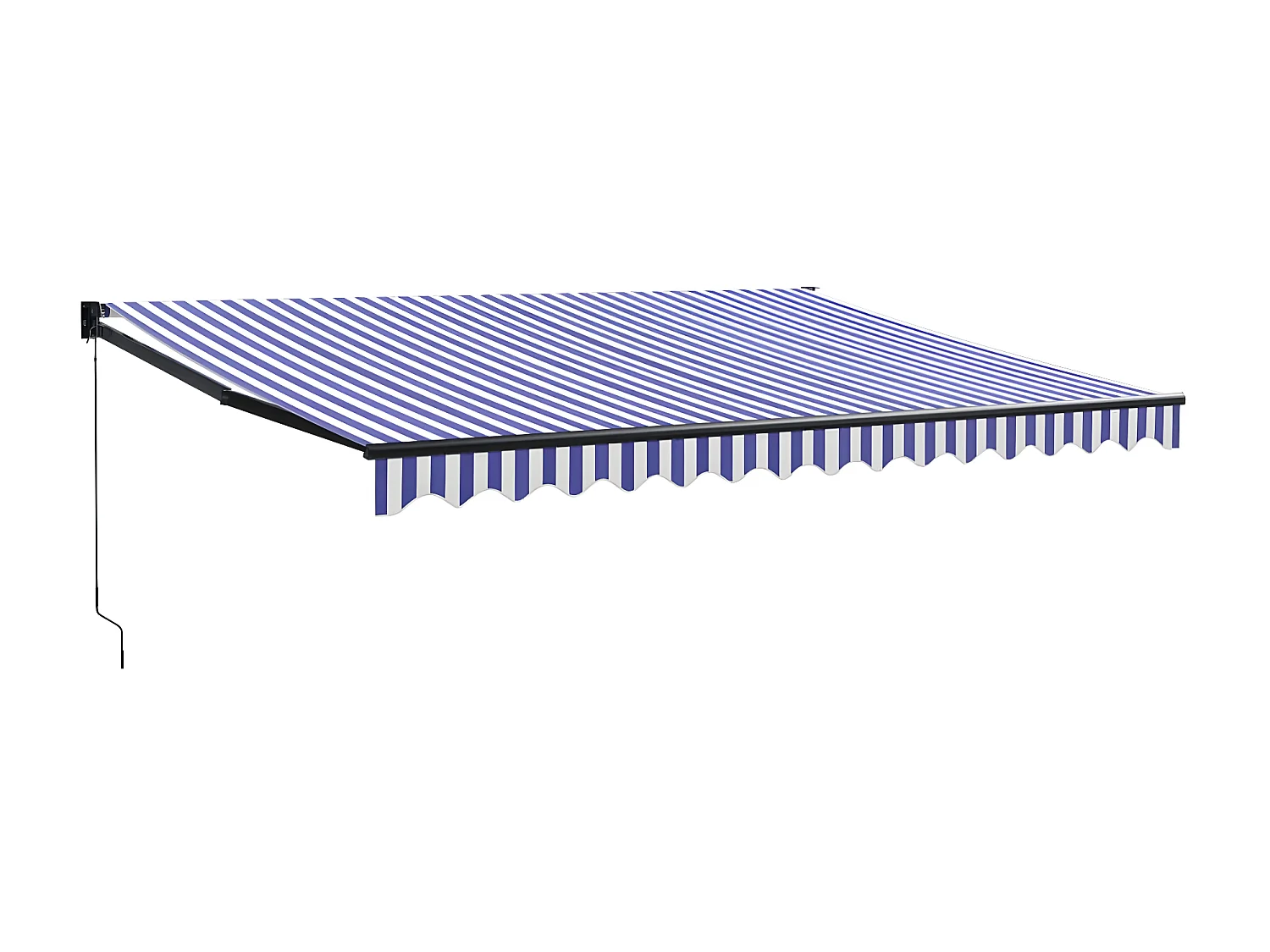 Tenda retrattile blu e bianca 4,5x3 in tessuto e alluminio