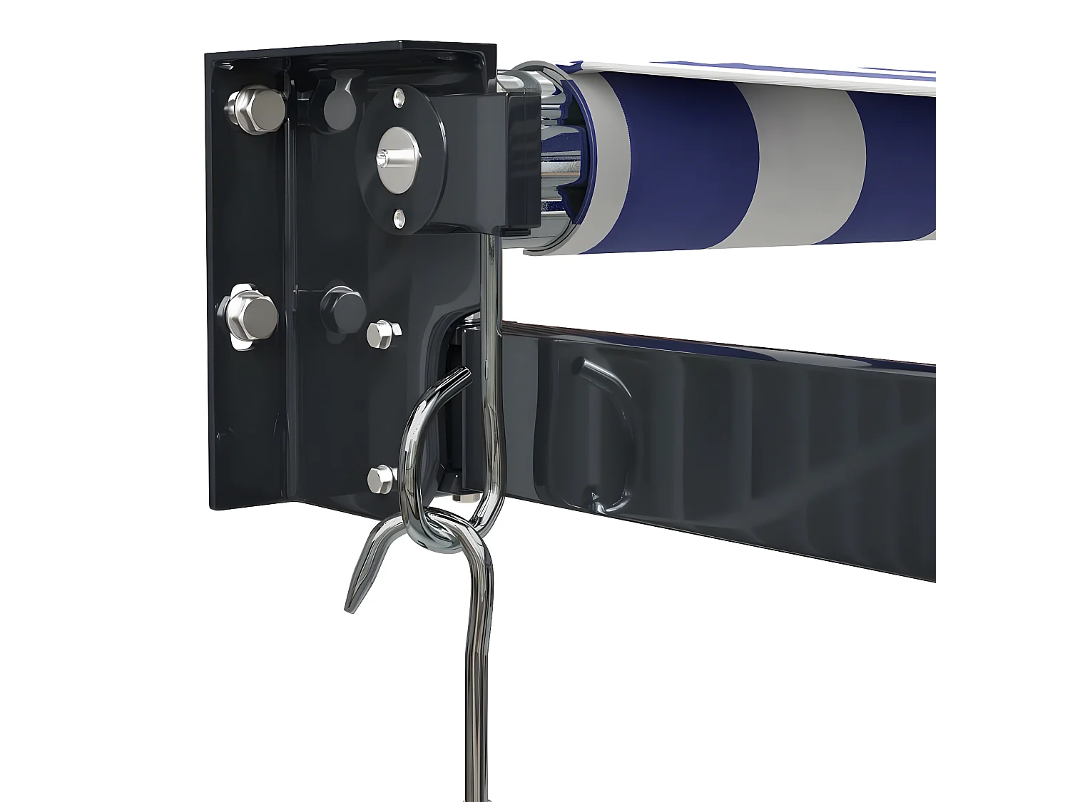 Tenda retrattile blu e bianca 4,5x3 in tessuto e alluminio