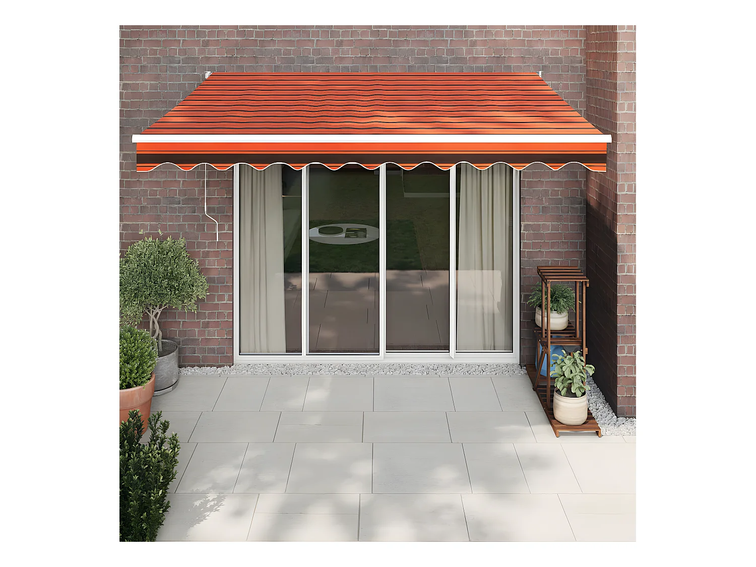Auvent rétractable automatique orange etarron 3x2,5