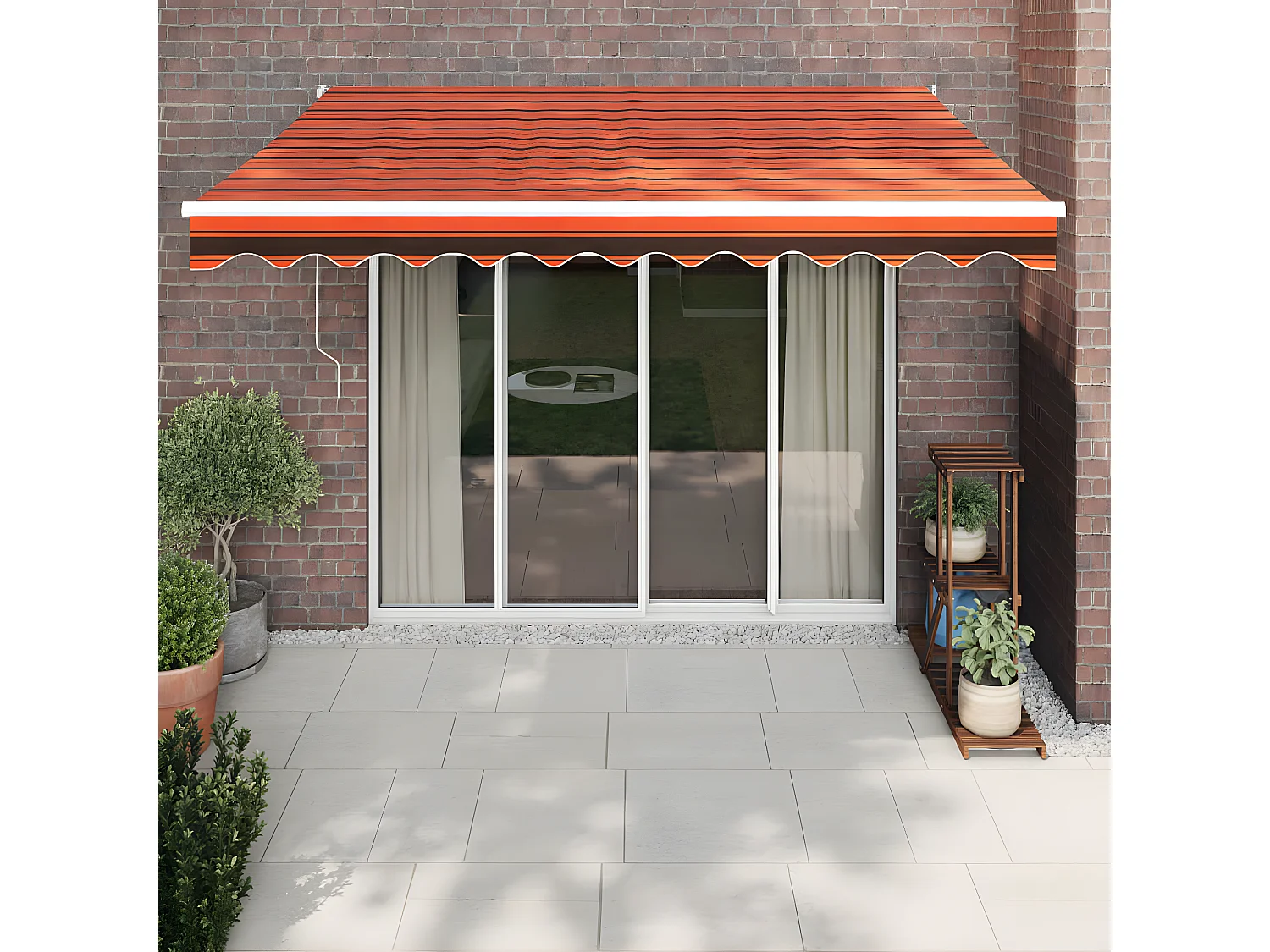 Auvent rétractable automatique orange etarron 3x2,5