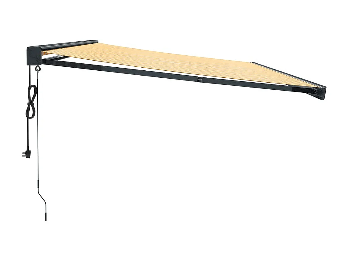 Toldo retrátil amarelo e branco 5x3 tecido e alumínio