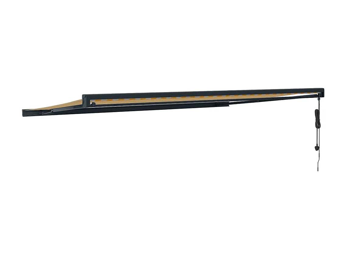 Toldo retrátil amarelo e branco 5x3 tecido e alumínio