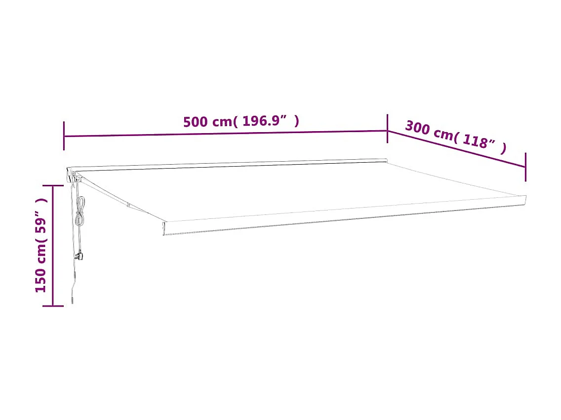 Toldo retrátil amarelo e branco 5x3 tecido e alumínio