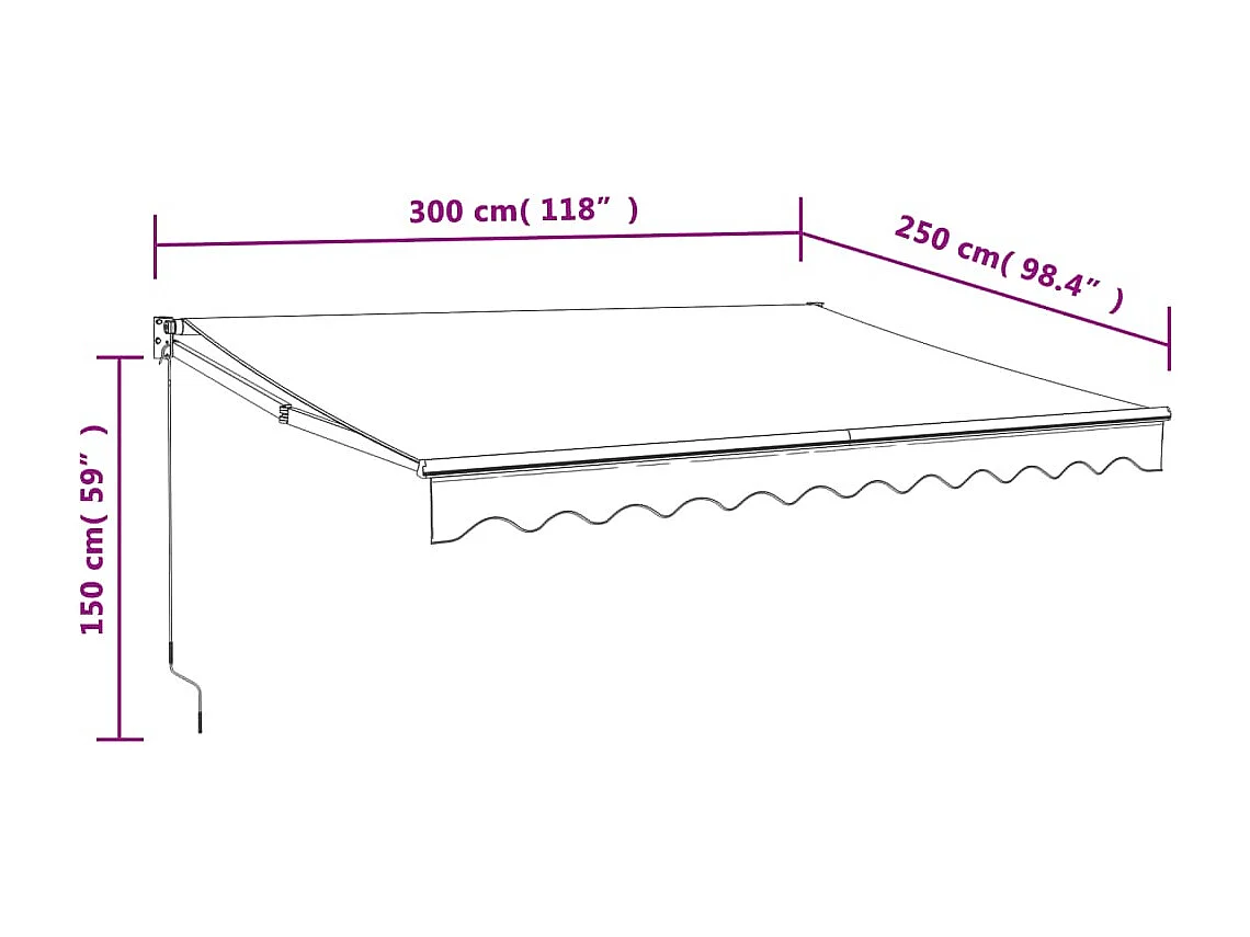 Auvent rétractable automatique anthracite 3x2,5