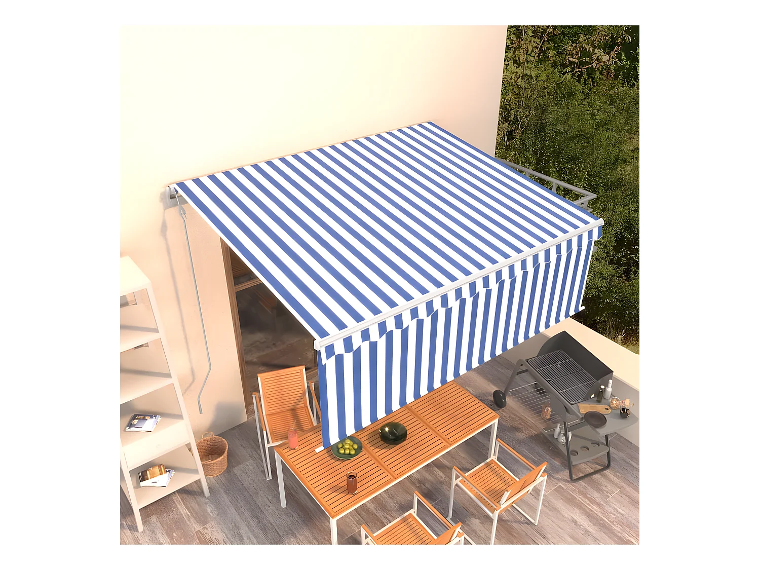 Auvent automatique rétractable avec store 4x3 Bleu et blanc