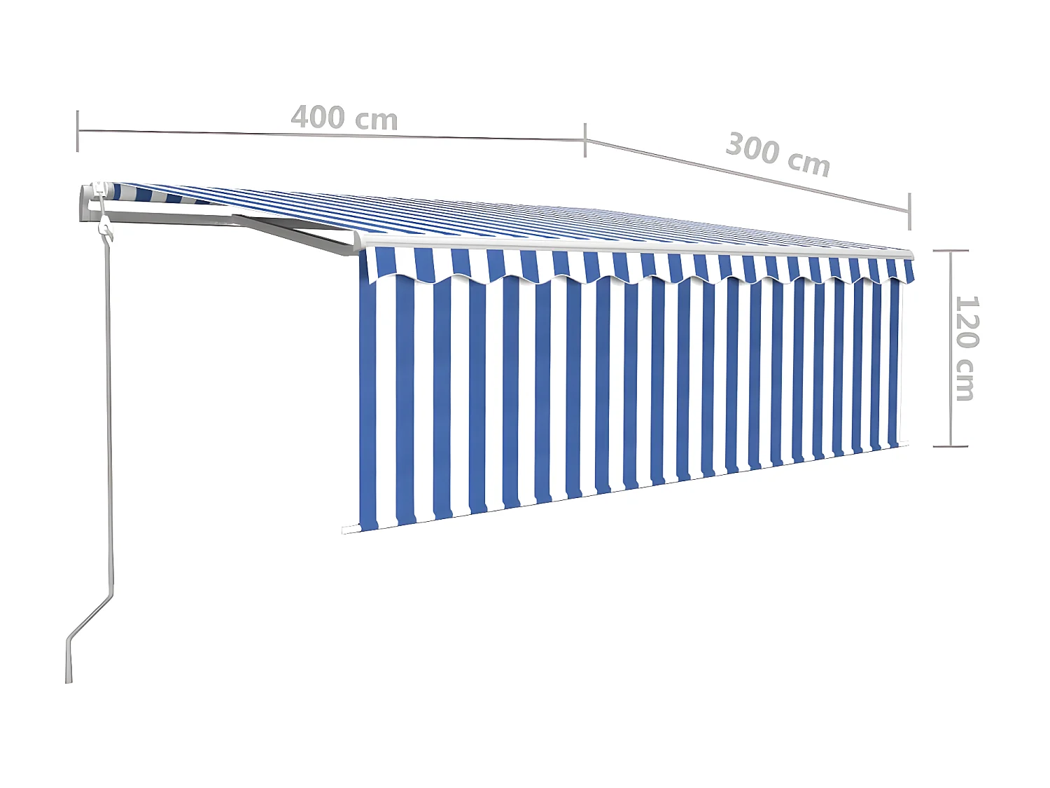 Auvent automatique rétractable avec store 4x3 Bleu et blanc