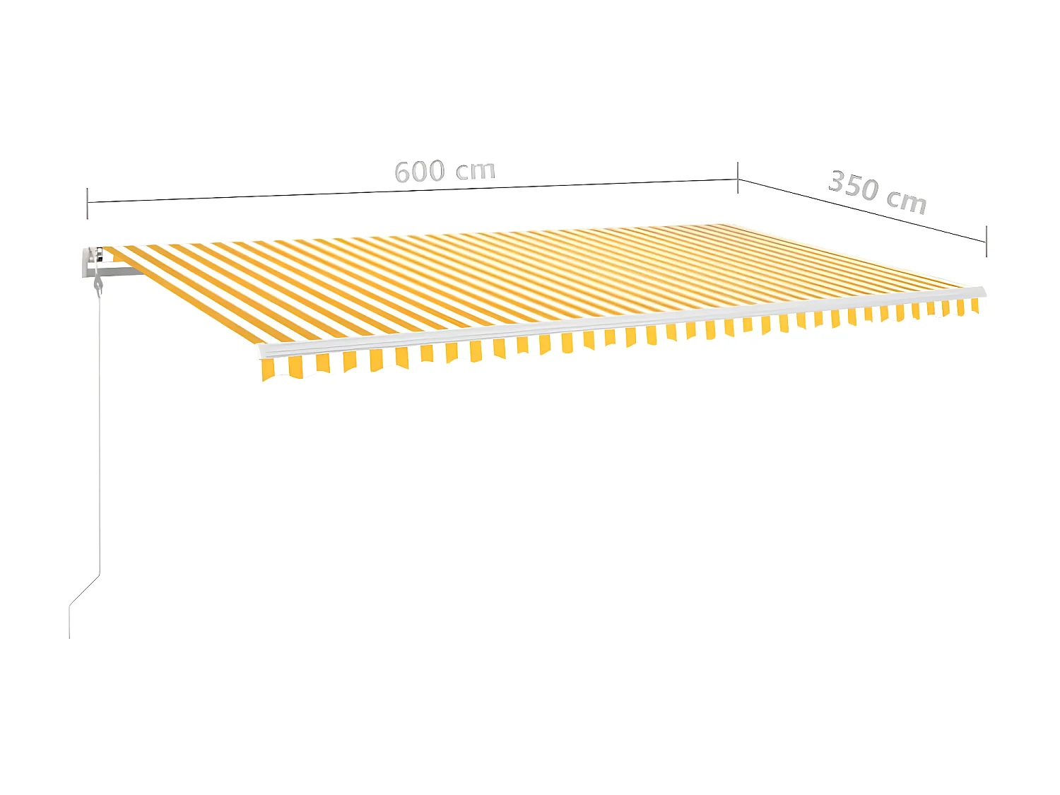 Auvent automatique capteur de vent LED 600x350cm Jaune et blanc