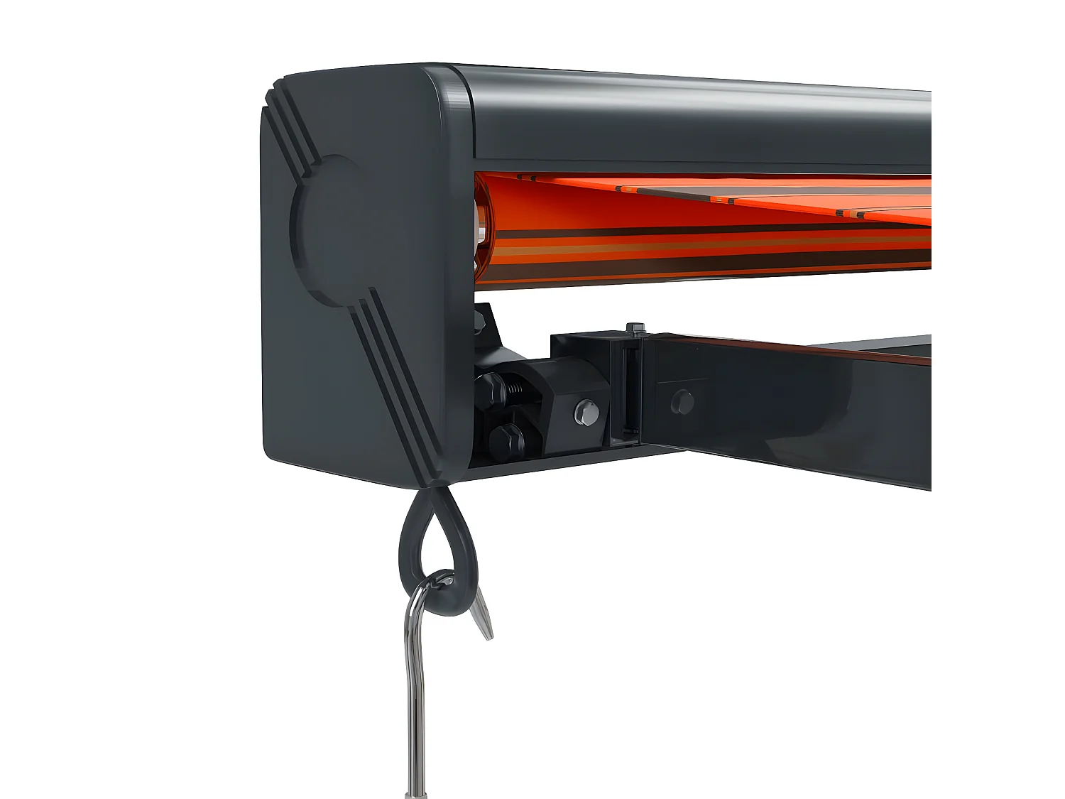 Auvent rétractable orange etarron 4,5x3 tissu et aluminium