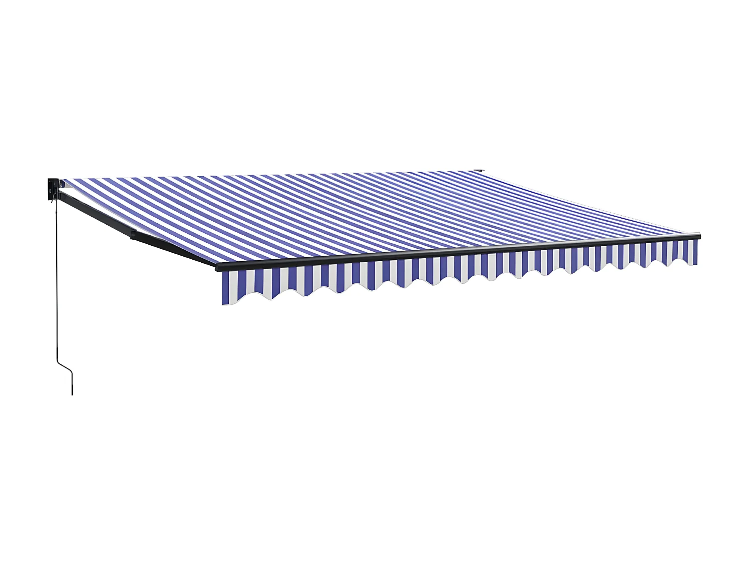 Auvent rétractable bleu et blanc 4x3 tissu et aluminium