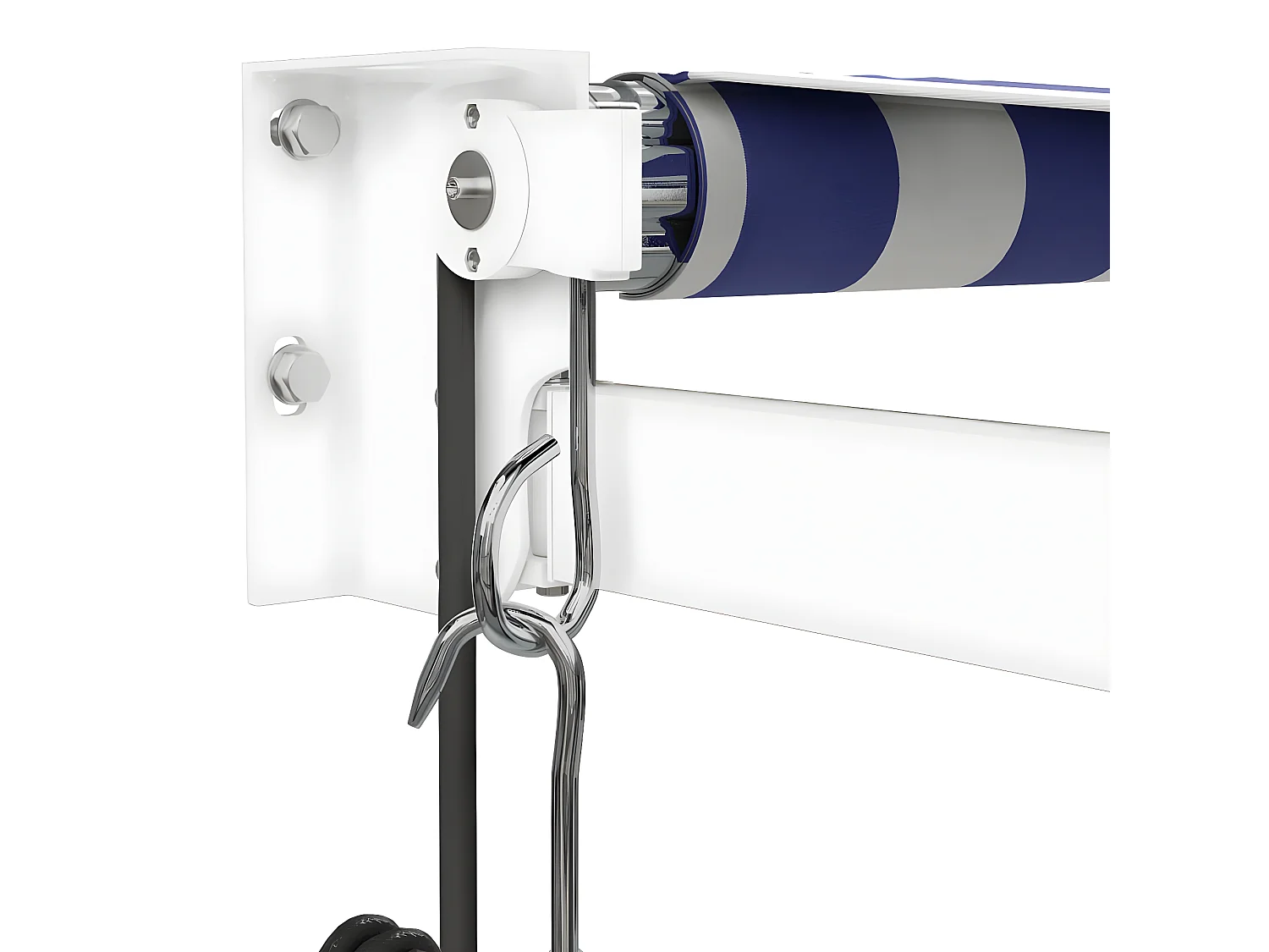 Tenda retrattile automatica blu e bianca 5x3